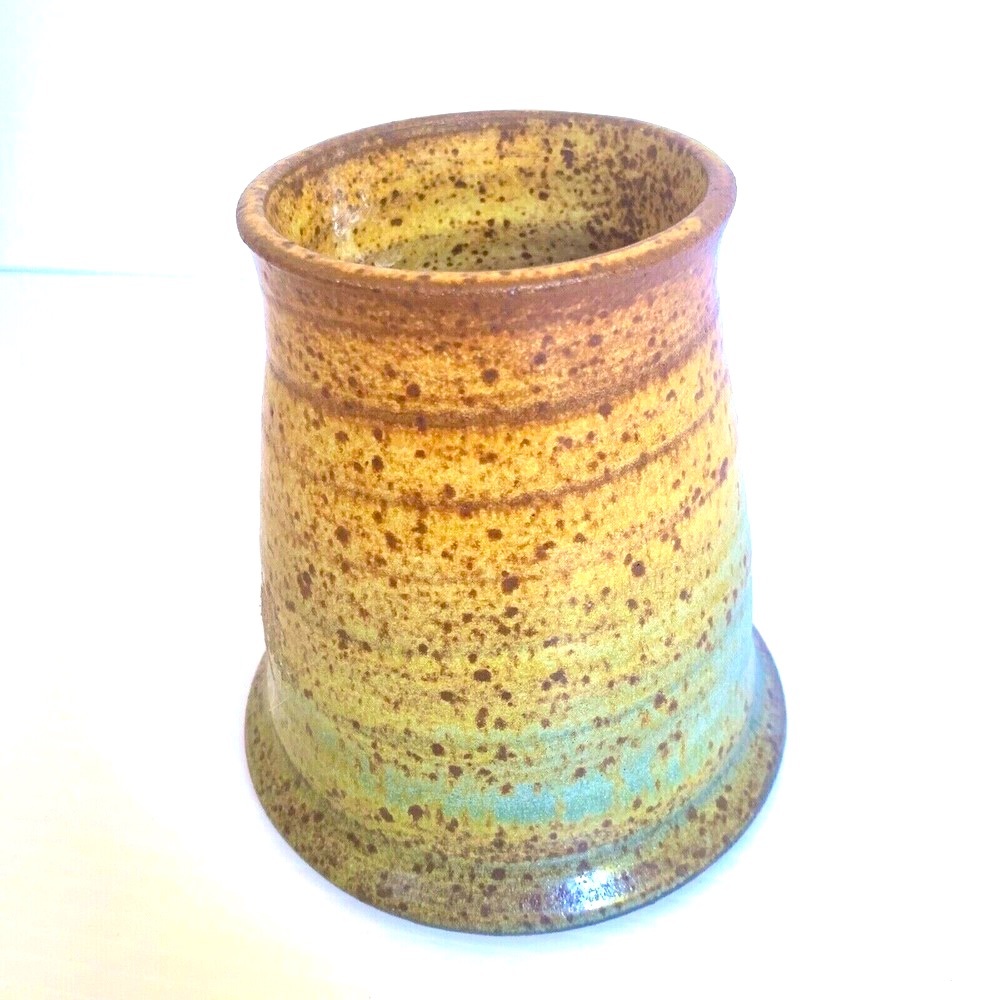 Studio Art Pottery Vase - Speckled Glaze - Variegated Colors - Hand Thrown - 5"